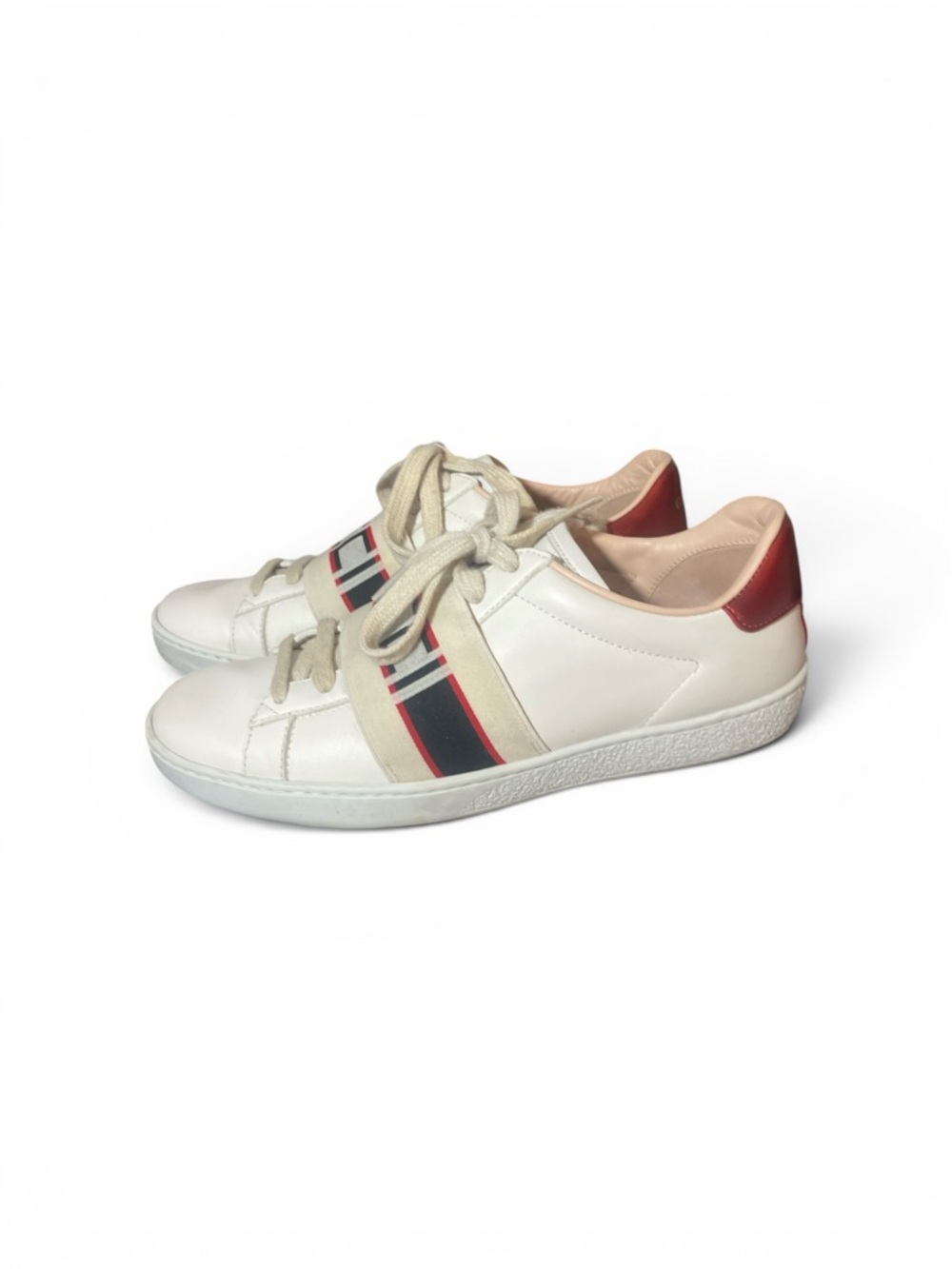 Gucci Wmns Ace 'Stripe Ivory'   Logo Strap 100% Authentic with box slight used - Picture 3 of 6